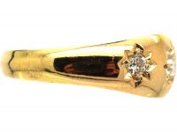 Victorian 18ct Gold, Three Stone Diamond Gypsy Ring