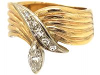 18ct Gold Stylised Snake Ring set with a Marquise Diamond