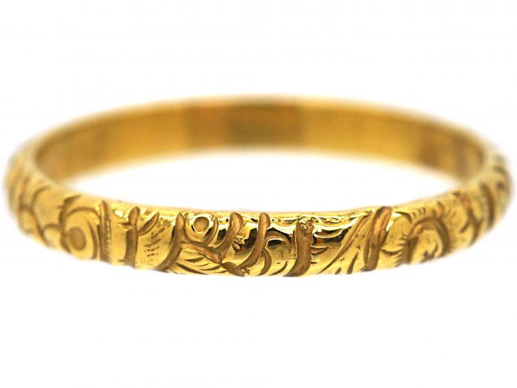 Georgian 18ct Gold Wedding Band with Repoussé Decoration