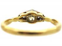 Art Deco Diamond Solitaire Ring with Diamond Set Leaf Shoulders