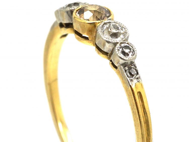 Edwardian 18ct Gold & Platinum Five Stone Diamond Ring