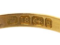 Victorian 18ct Gold Ring Set With Five Sapphires & Five Diamonds