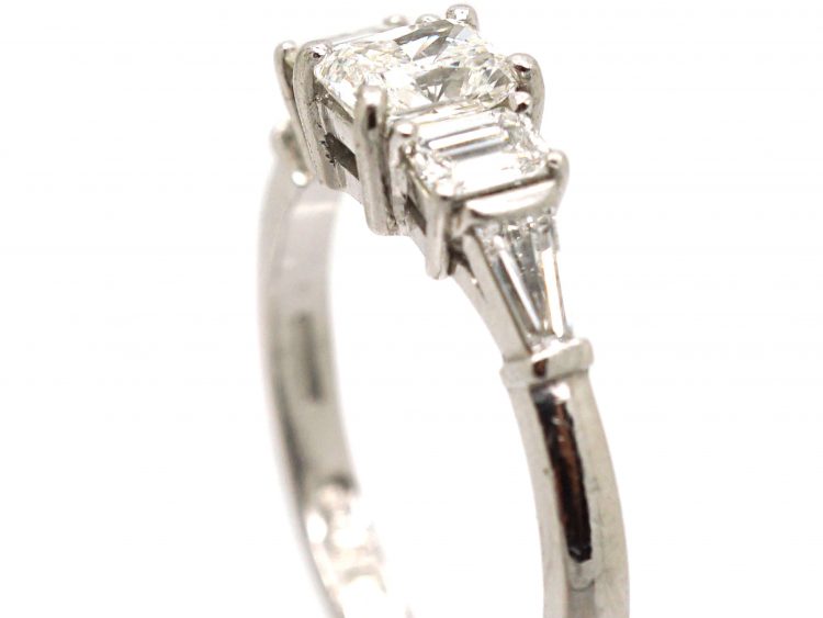 18ct White Gold Ring set with Three Baguette Diamonds