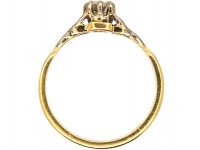 Art Deco Diamond Solitaire Ring with Diamond Set Leaf Shoulders