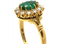 18ct Gold, Emerald & Diamond Cluster Ring
