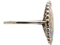 Art Deco Diamond & Large Harlequin Opal Oval Shaped Ring
