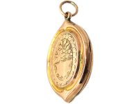 Edwardian 9ct Gold Back & Front Oval Shaped Locket