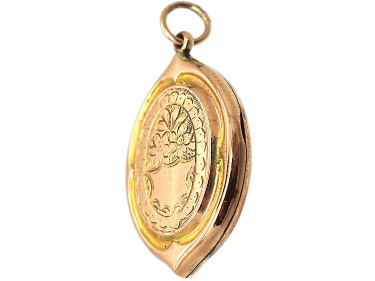 Edwardian 9ct Gold Back & Front Oval Shaped Locket