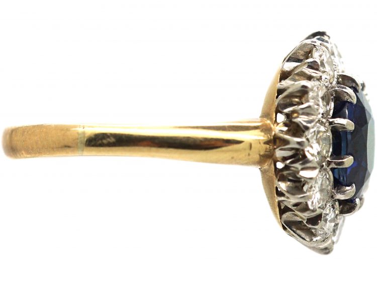 1930s 18ct Gold, Sapphire & Diamond Oval Cluster Ring