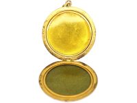 Art Nouveau 18ct Gold Round Locket Set with Rubies & Rose Diamonds
