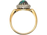 Edwardian 18ct Gold, Wood Opal & Diamond Cluster Ring