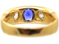 Edwardian 18ct Gold, Sapphire & Diamond Rub Over Set Ring