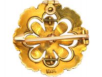 Edwardian 15ct Gold, Green Enamel & Natural Split Pearls Flower Pendant & Brooch
