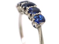 Art Deco 18ct White Gold, Five Stone Sapphire Ring