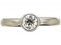 18ct White Gold Diamond Rub Over Set Solitaire Ring