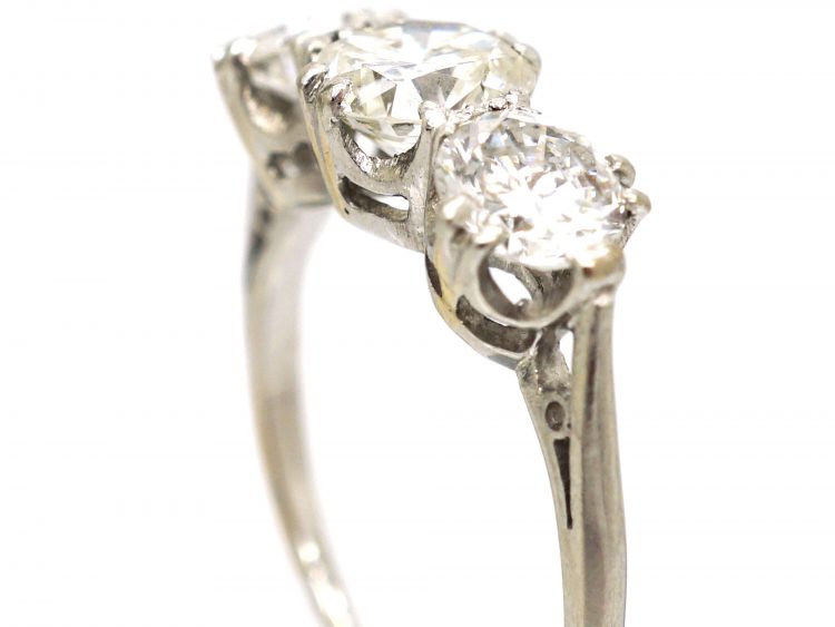 Art Deco Platinum, Three Stone Diamond Ring
