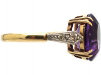 Art Deco 9ct Gold & Platinum, Amethyst & Diamond Ring