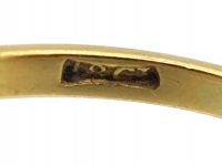 Edwardian 18ct Gold, Ruby & Diamond Three Stone Boat Shaped Ring