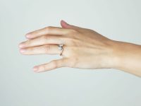 Edwardian 18ct Gold & Platinum Two Stone Diamond Cross Over Ring