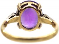 Art Deco 9ct Gold & Platinum, Amethyst & Diamond Ring