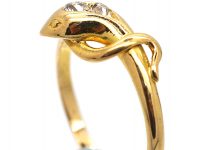 Edwardian 18ct Gold Snake Ring set with Diamonds
