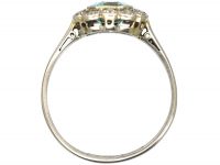 Art Deco 18ct White Gold & Platinum, Aquamarine & Diamond Rectangular Cluster Ring