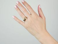 Edwardian 18ct Gold Double Snake Ring set a Ruby & a Diamond