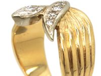 18ct Gold Stylised Snake Ring set with a Marquise Diamond