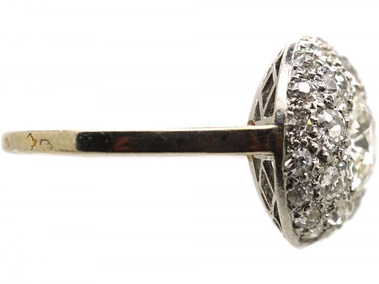 Art Deco 18ct White Gold & Platinum, Bombè Diamond Ring