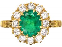 18ct Gold, Emerald & Diamond Cluster Ring