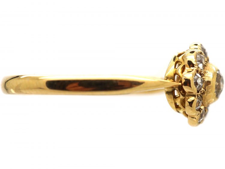 Edwardian 18ct Gold & Diamond Daisy Cluster Ring