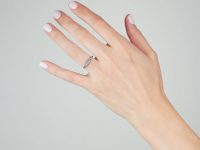 18ct White Gold Square Cut Diamond Ring with Diamond Set Shoulders