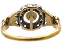 Edwardian 18ct Gold, Natural Pearl & Diamond Cluster Ring