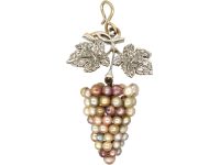 Edwardian Platinum, Diamond & Natural Pearls Grapes on the Vine Pendant