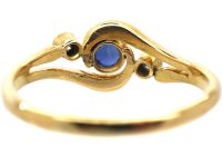 Edwardian 18ct Gold, Sapphire & Diamond Crossover Ring
