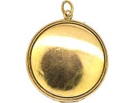 Art Nouveau 18ct Gold Round Locket Set with Rubies & Rose Diamonds