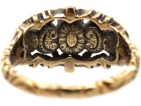 Georgian 15ct Gold & Silver, Cushion Cut Diamond Three Stone Ring