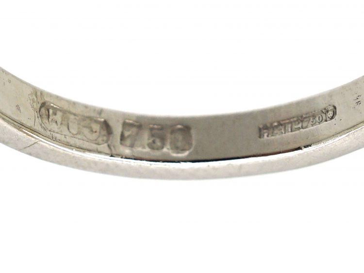 18ct White Gold Ring set with Three Baguette Diamonds