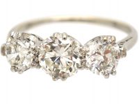 Art Deco Platinum, Three Stone Diamond Ring