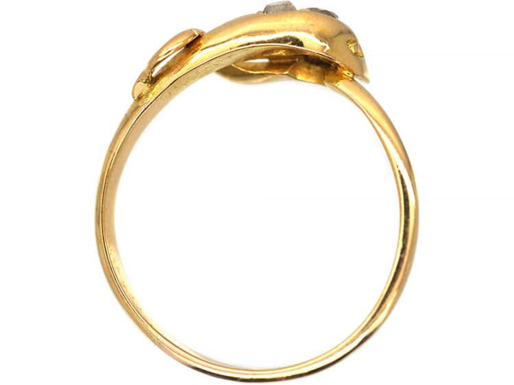 Edwardian 18ct Gold Snake Ring set with Diamonds