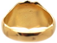 Victorian 18ct Gold Shield Shaped Signet Ring with Engraved Shoulders