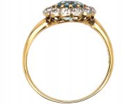 Edwardian 18ct Gold & Platinum, Aquamarine & Diamond Cluster Ring
