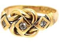 Edwardian 18ct Gold Knot Ring set with Three Diamonds