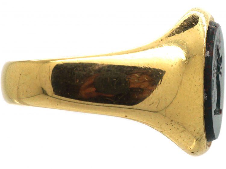 Victorian 18ct Gold & Bloodstone Signet Ring with Griffin Intaglio