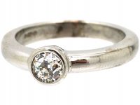 18ct White Gold Diamond Rub Over Set Solitaire Ring