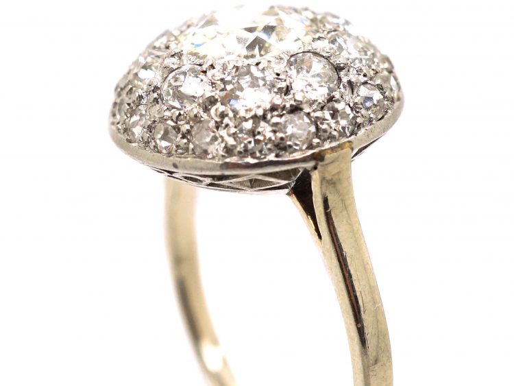Art Deco 18ct White Gold & Platinum, Bombè Diamond Ring