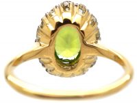 18ct Gold, Peridot & Diamond Oval Cluster Ring