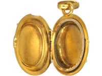 American 19th Century Gold Rush 18ct Gold Oval Locket set with Gold in Quartz
