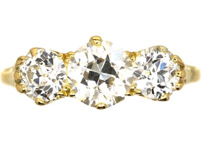 Victorian 18ct Gold, Three Stone Old Mine Cut Diamond Ring