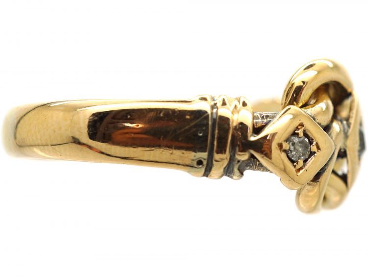 Edwardian 18ct Gold Knot Ring set with Three Diamonds